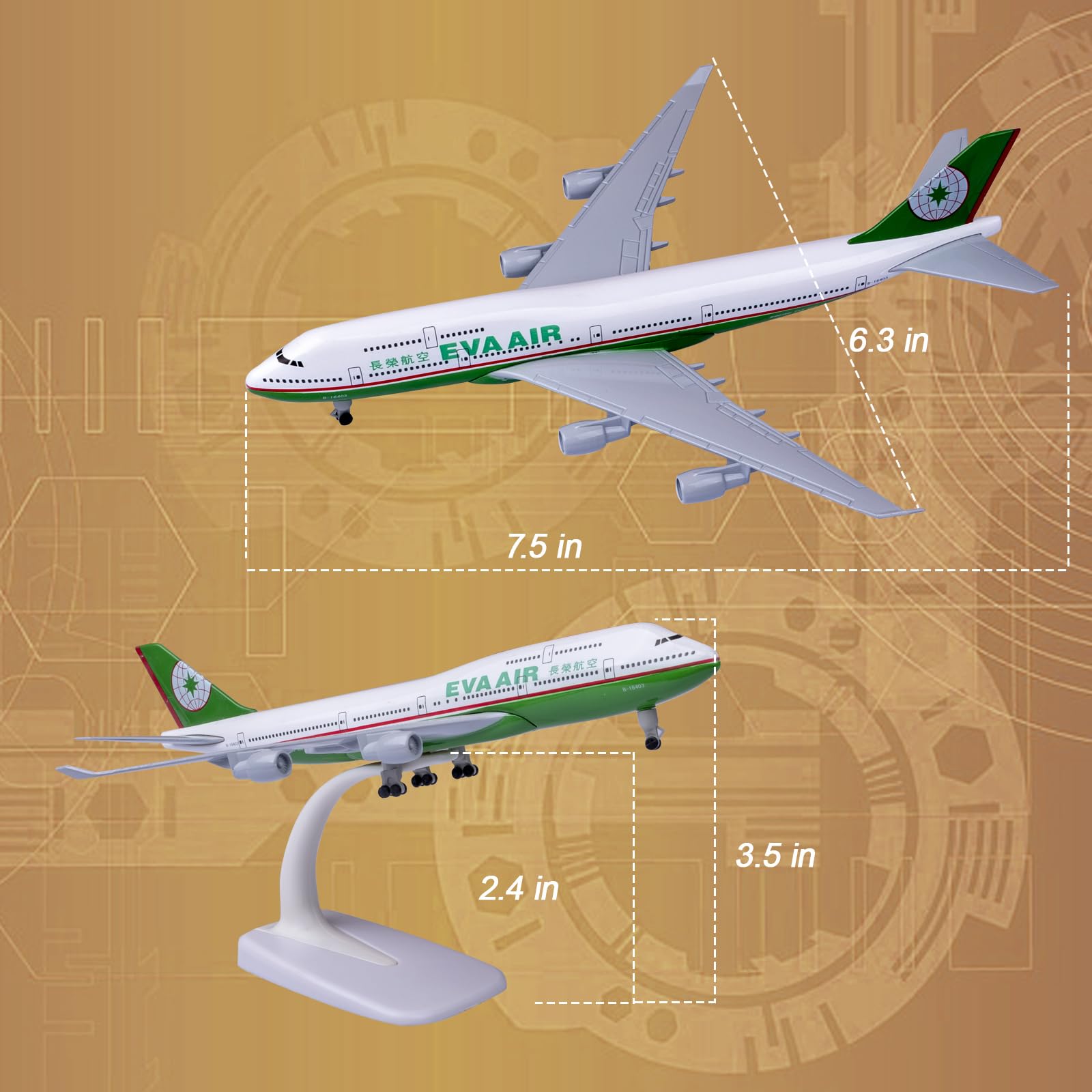 Amazon | Bswath EVA Air Boeing 747 1:300スケール 模型飛行機 ギフト