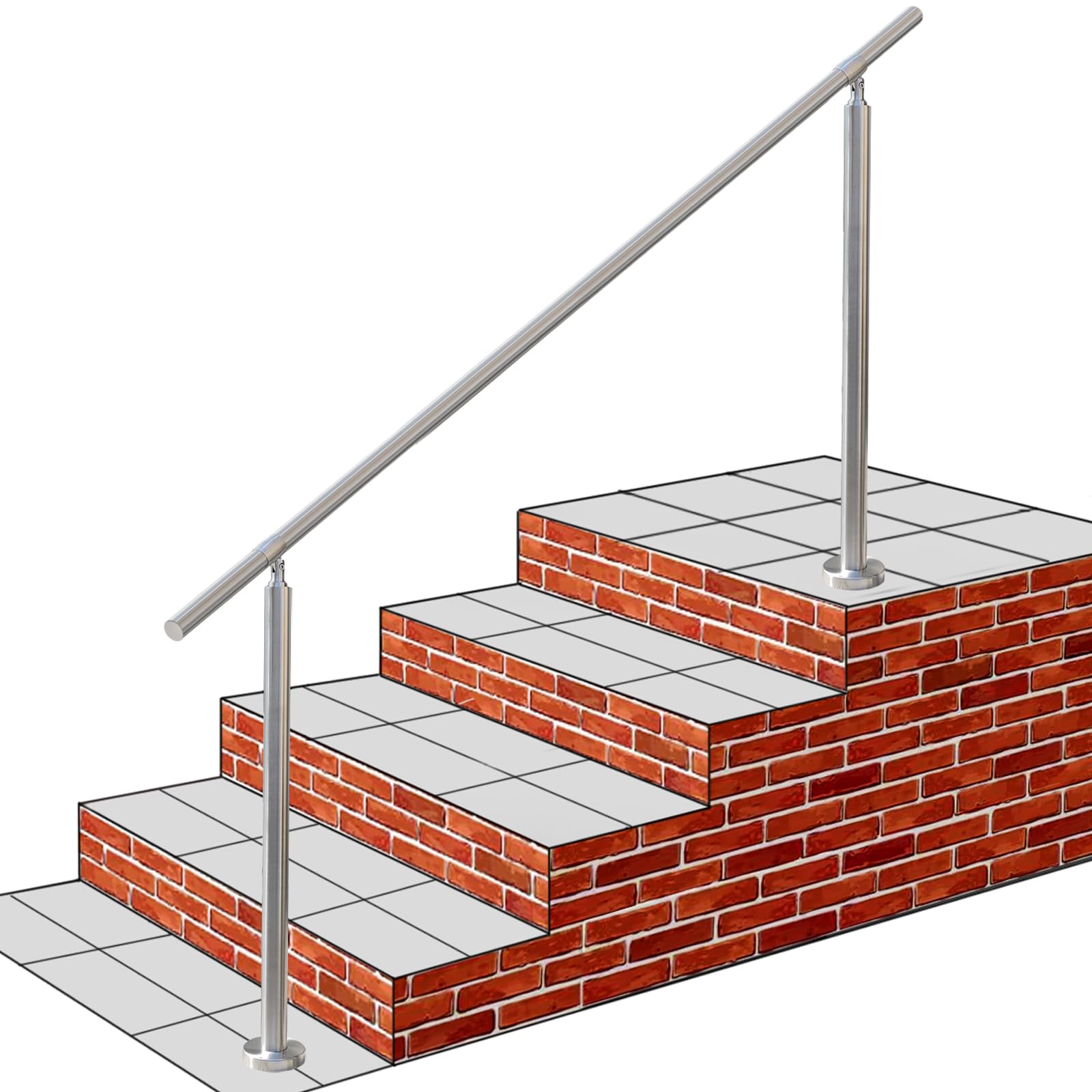 Amazon | YHEYSMUX 160x85cm 屋外 階段 手すり 304ステンレス製 手摺り
