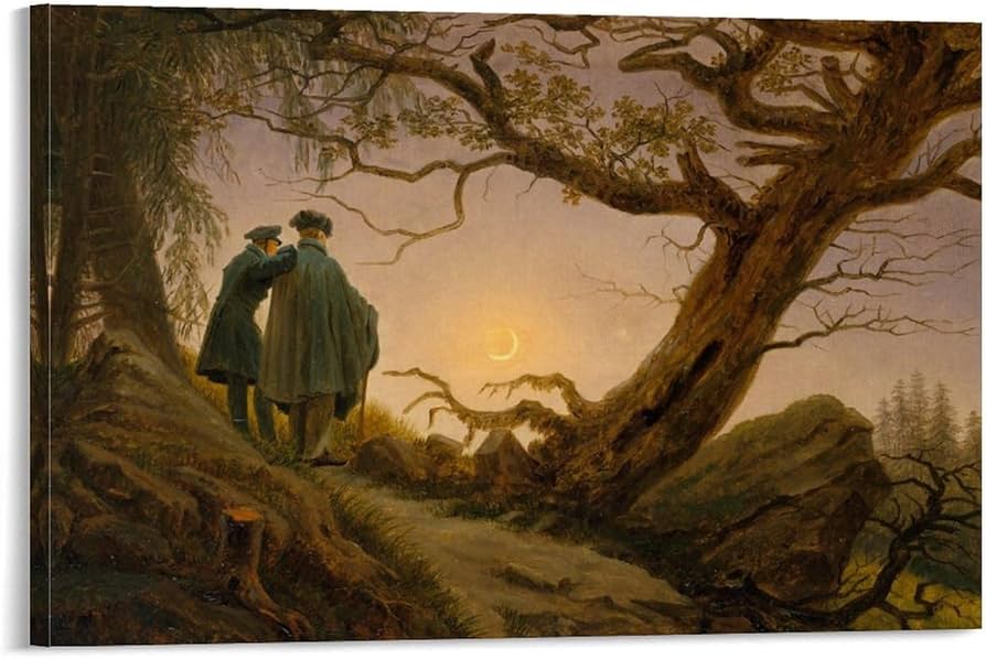 Amazon.co.jp: 「月を眺める二人の男」Caspar David Friedrichカスパー