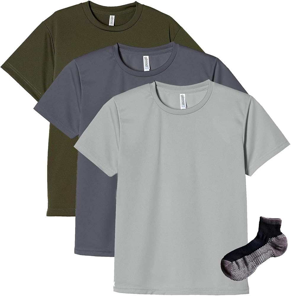 Amazon | [グリマー] UVドライTシャツ 3枚組 Sportsソックスセット