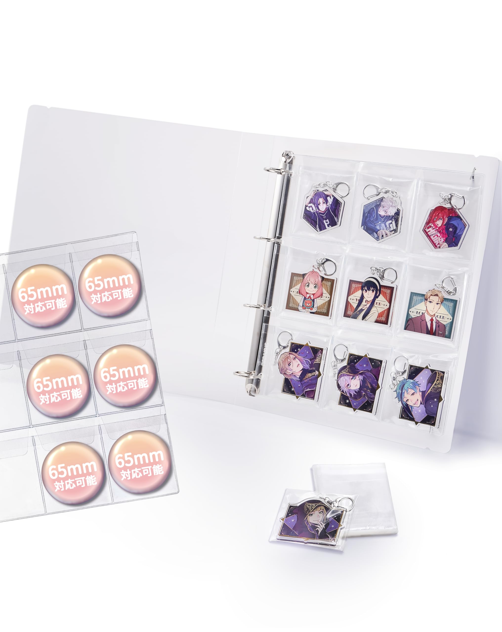 Amazon.co.jp: 缶バッジ キーホルダー収納ファイル 65mm ラバー