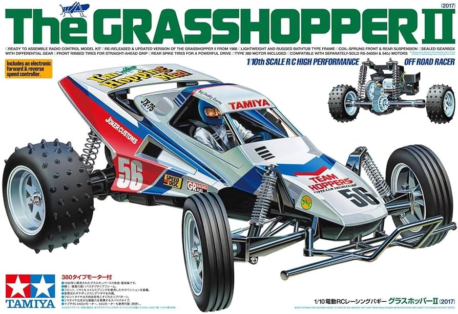 Tamiya 1/10 Scale RC Car, 2WD Buggy, Grasshopper II Kit, 2017