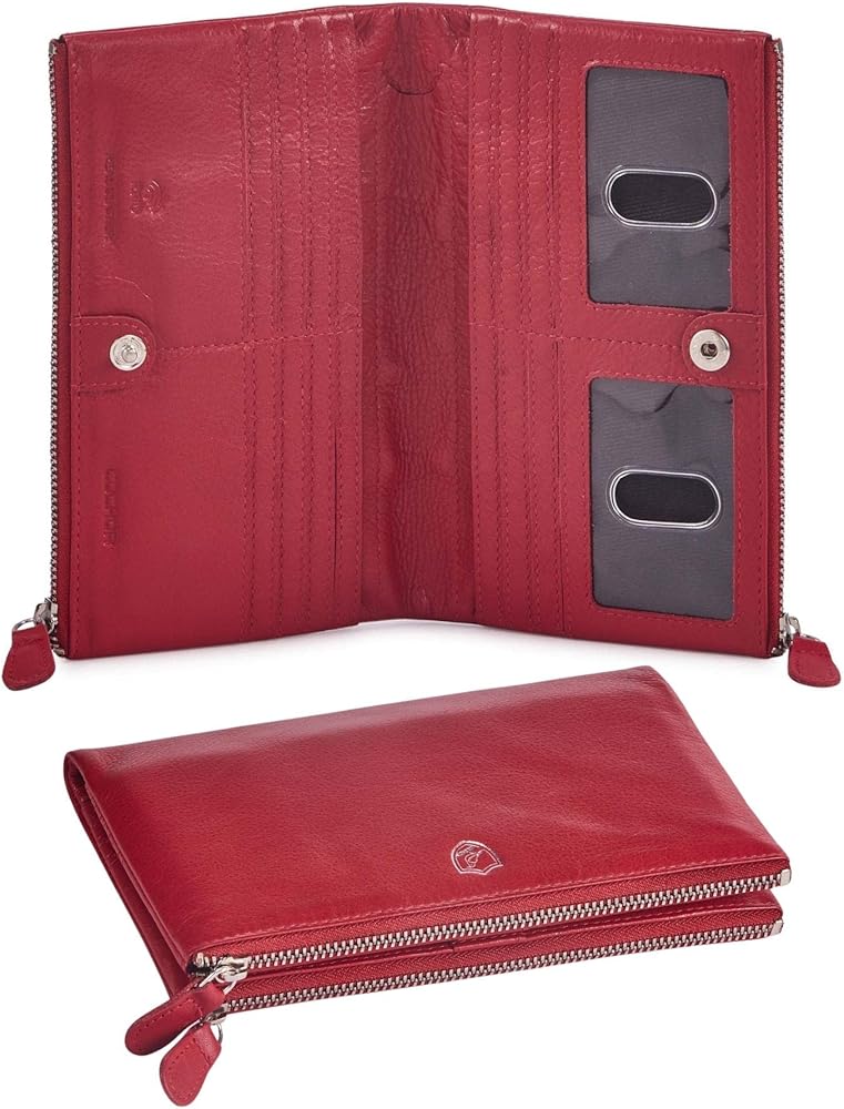 Amazon.com: Women Wallet Real Leather Bifold RFID Blocking Clutch