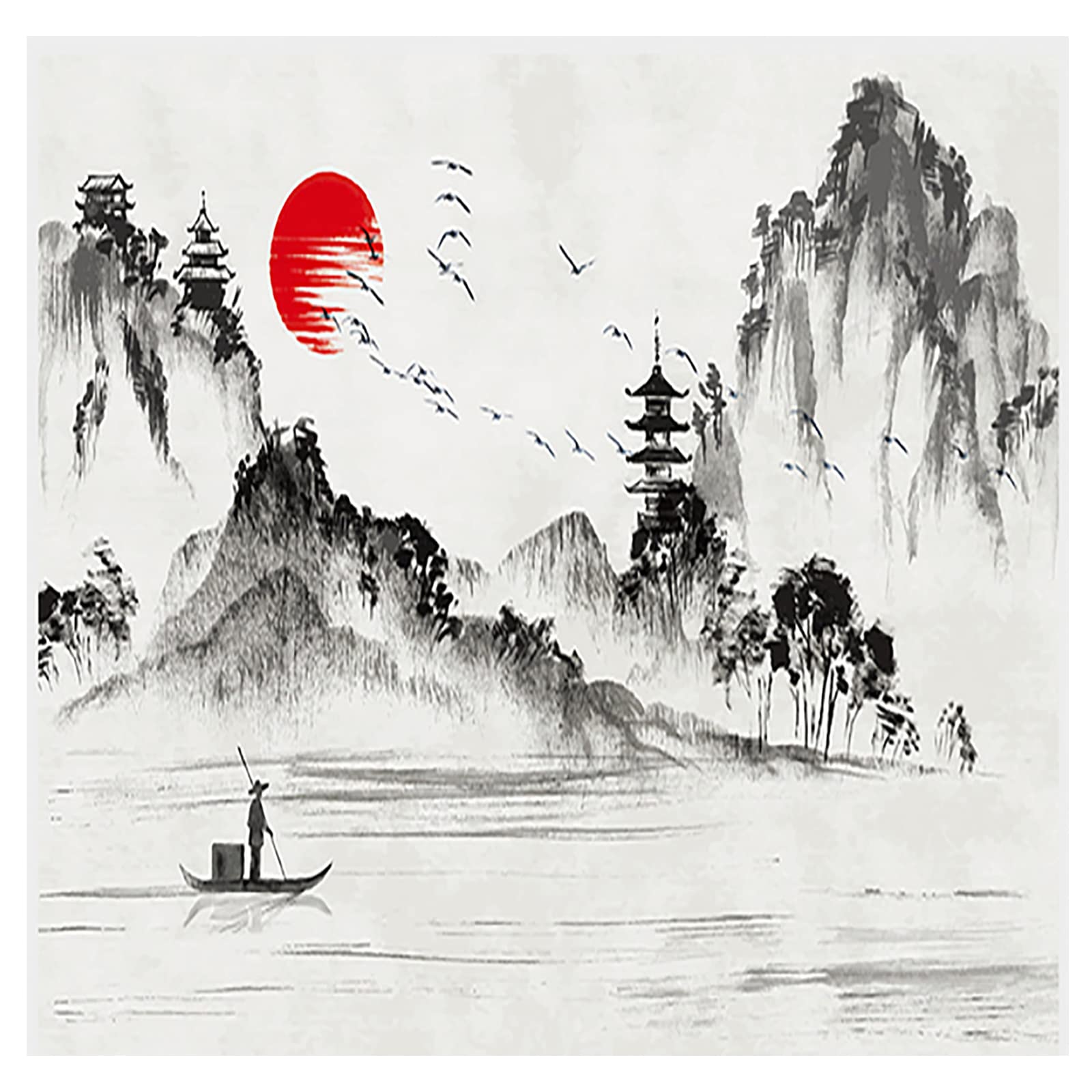 Amazon | Tuyifa 新しいシルクの壁紙 新しい中国の壁画 ミニマリスト