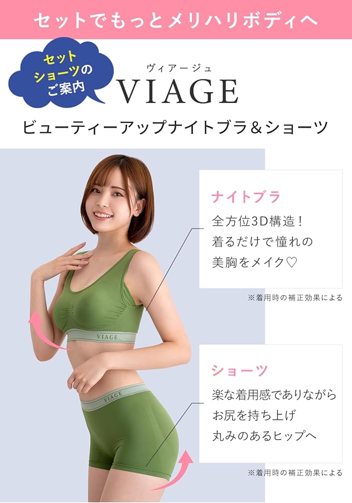 Amazon | [VIAGE] ヴィアージュ ナイトブラ & ショーツ セット (クール