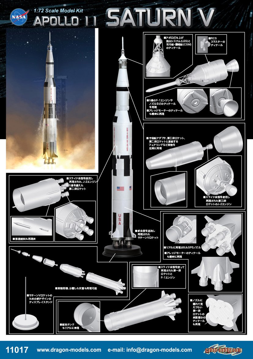 Amazon.com: Dragon Models Apollo 11 Saturn V Spacecraft Building