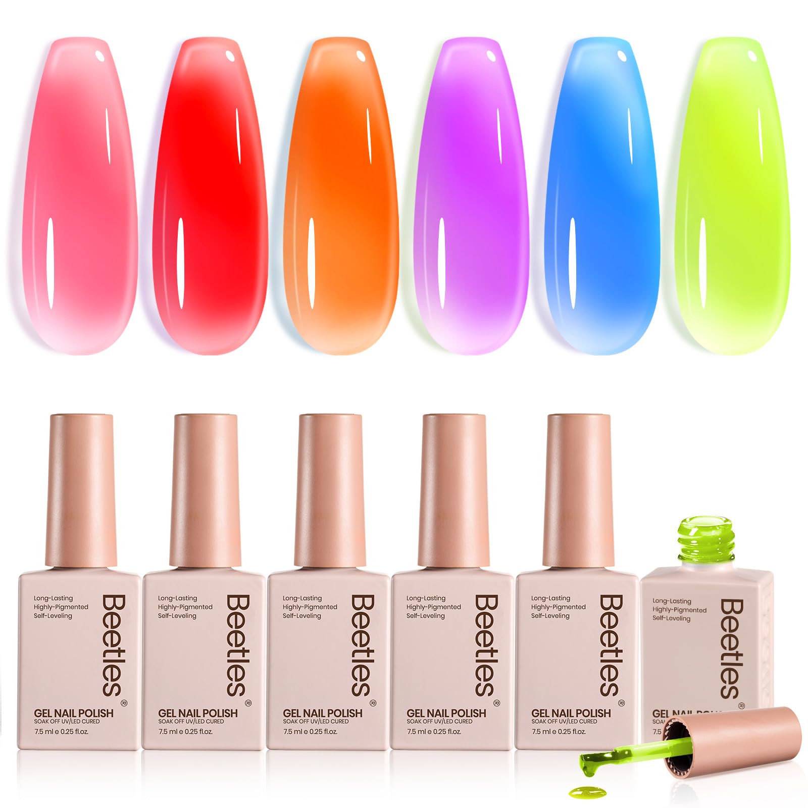 Amazon.com: Beetles Jelly Gel Nail Polish Set - 6 Colors Neon Gel
