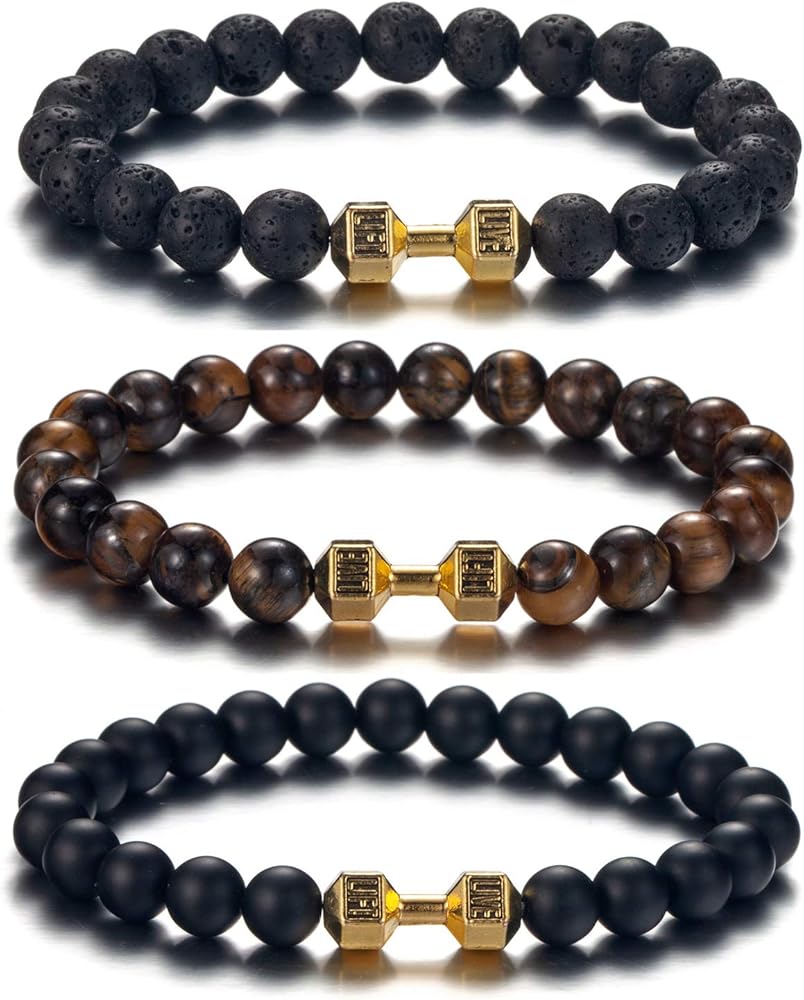 Amazon | Softones ブラックチャーム ダンベルブレスレット 男女兼用