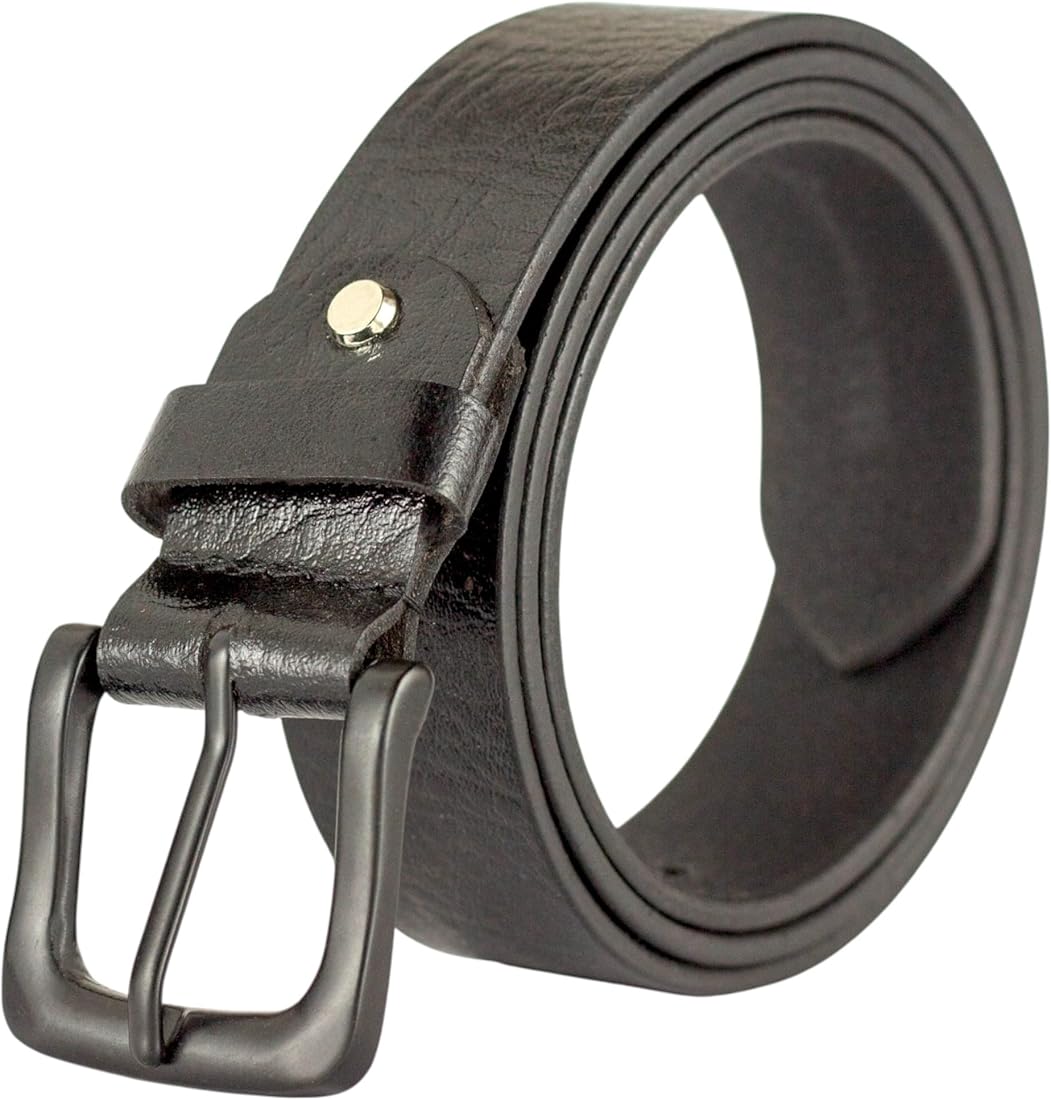 Buy CRABBY HUNT Men's Black Leather Belt | Genuine Leather