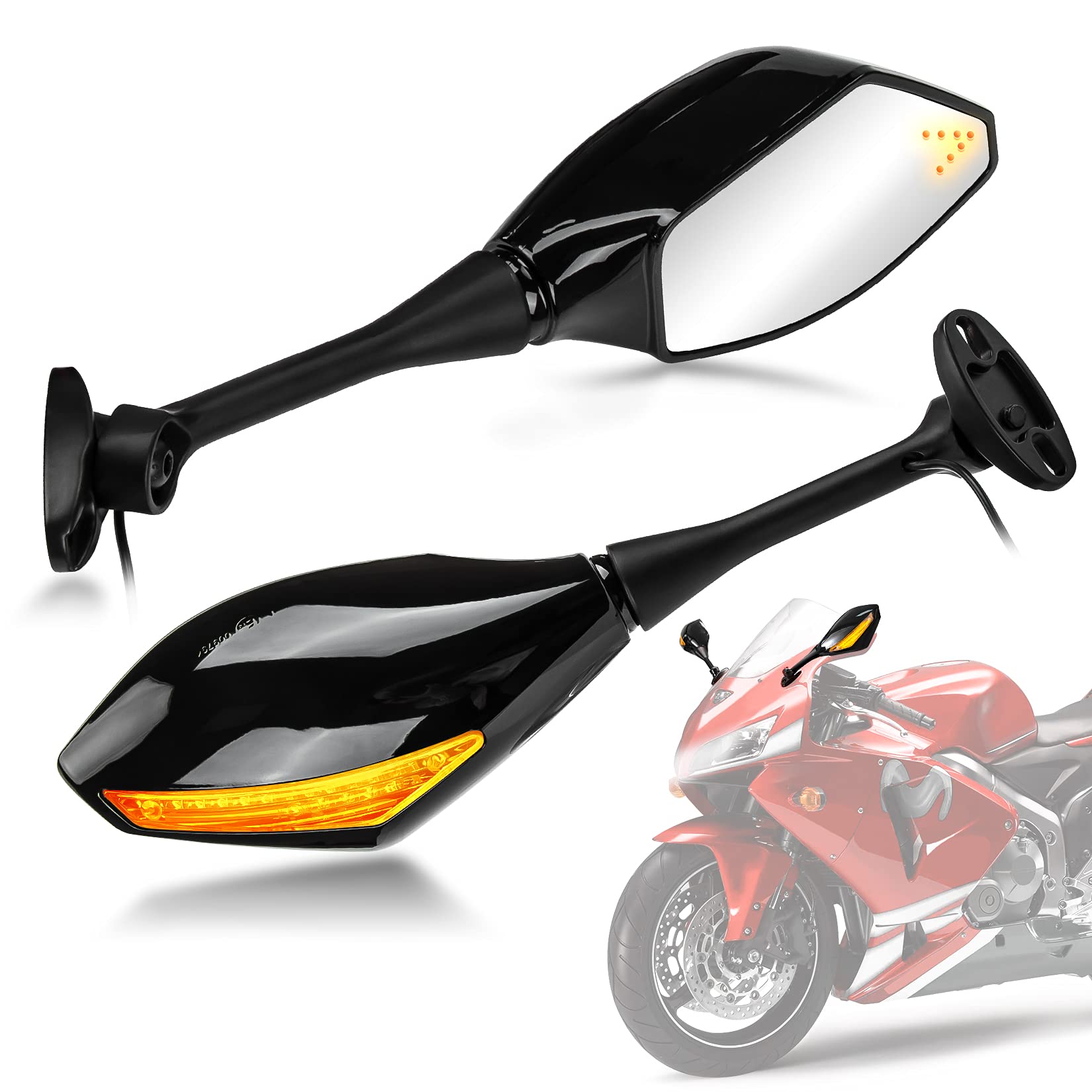 Amazon | オートバイリアミラー LED方向指示器 対応 CBR600RR