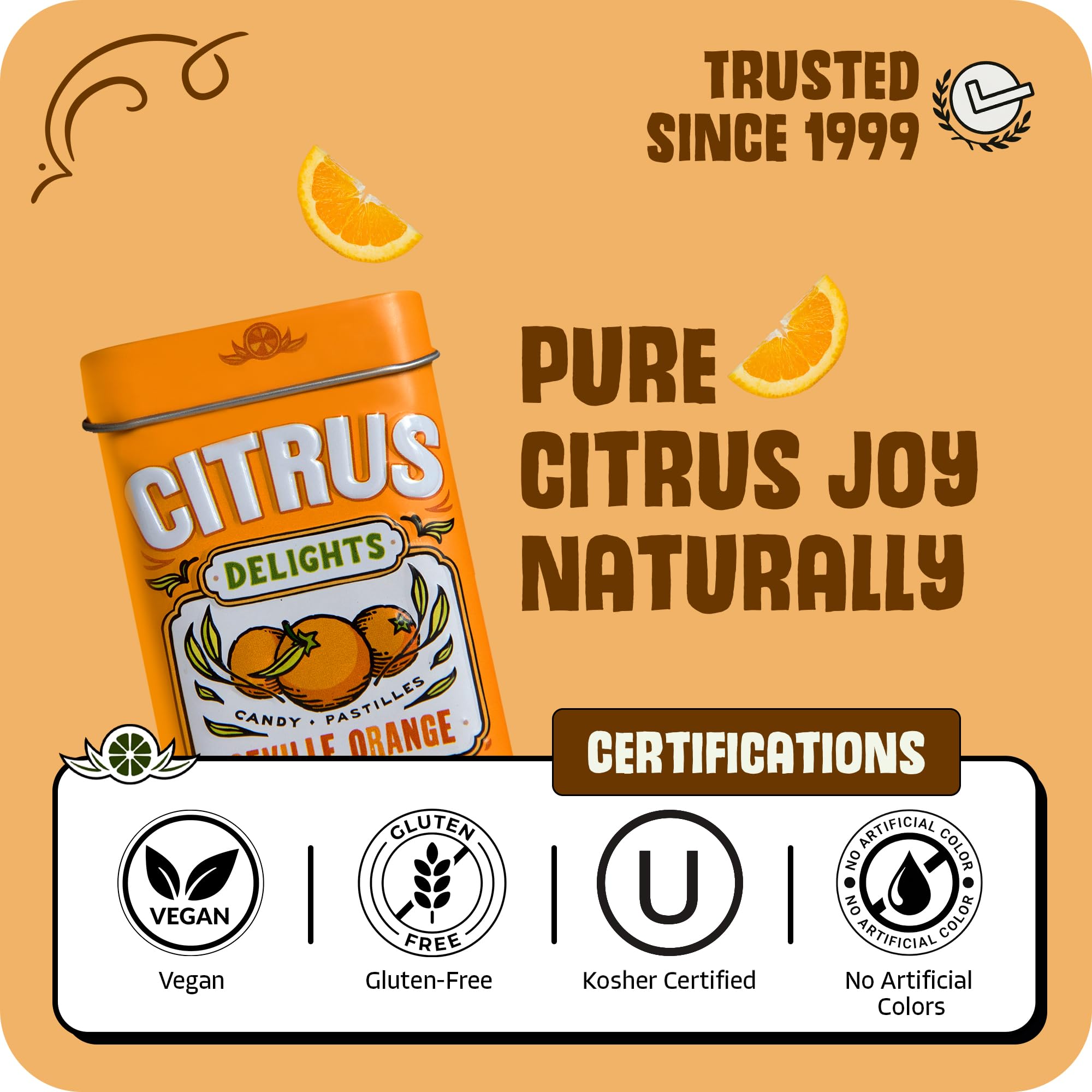 Amazon.com : Citrus Delights Seville Orange Candy – 30 Count Tin