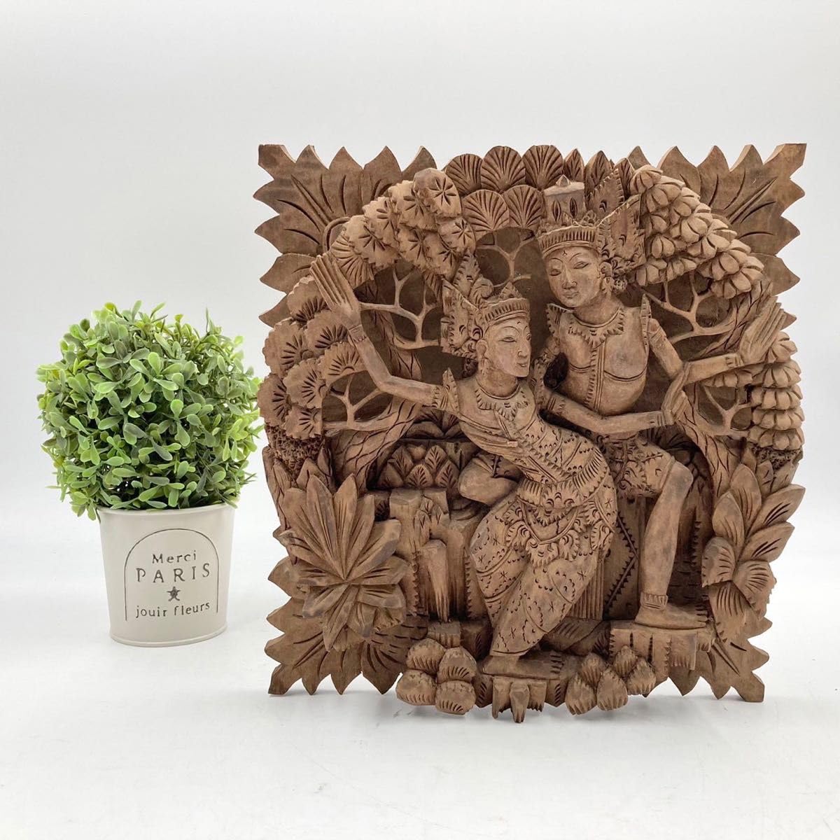 Amazon.co.jp: インドネシア バリ島 木彫り レリーフ オブジェ : おもちゃ