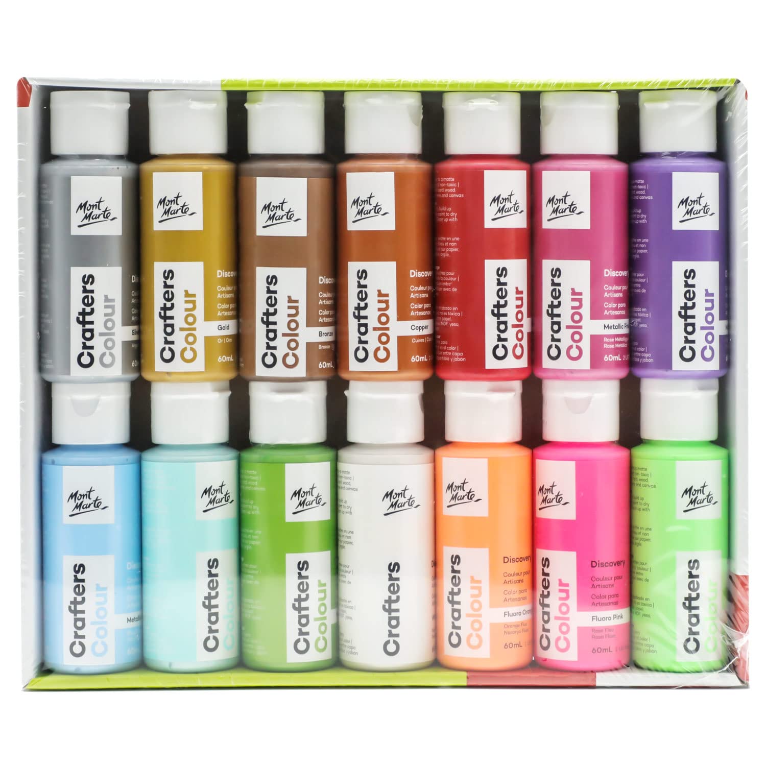 Amazon | Mont Marte アクリル絵の具セート 14pc x 60ml Crafters