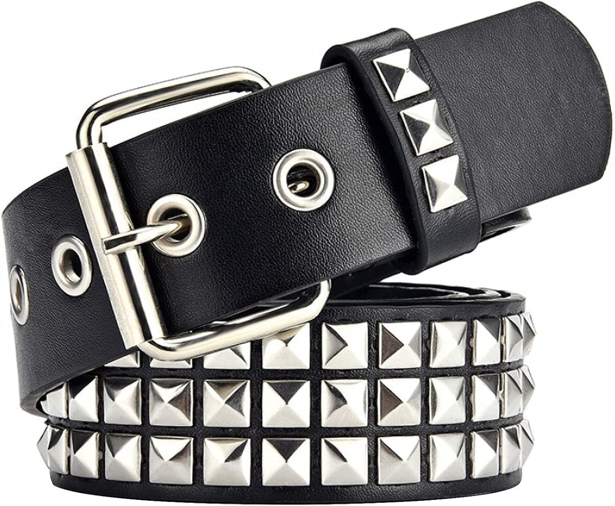 SNCEAW Studded Belt, Metal Punk Rock Rivet belt with Bright