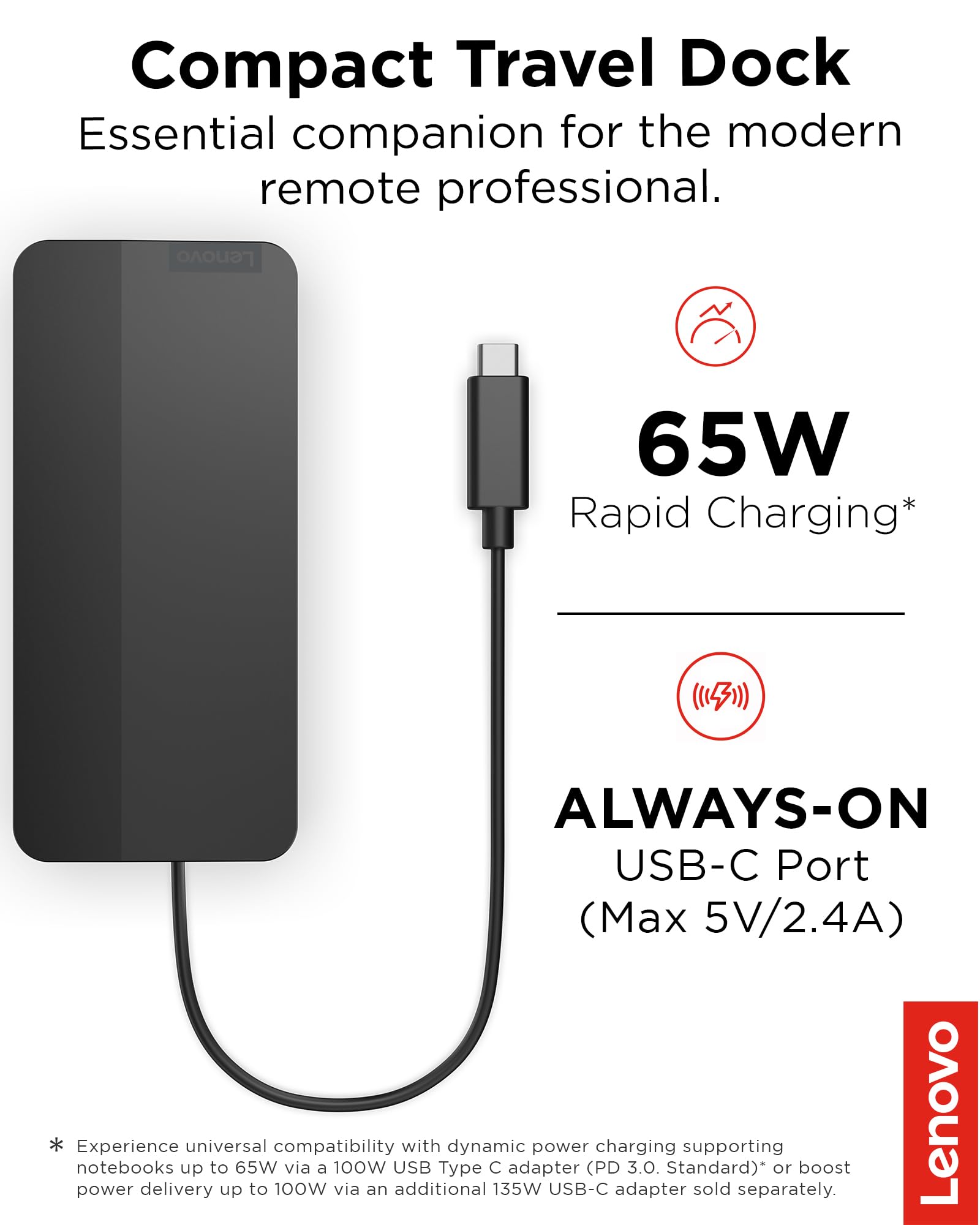Amazon.co.jp: Lenovo USB-C デュアルディスプレイ トラベルドック - 7