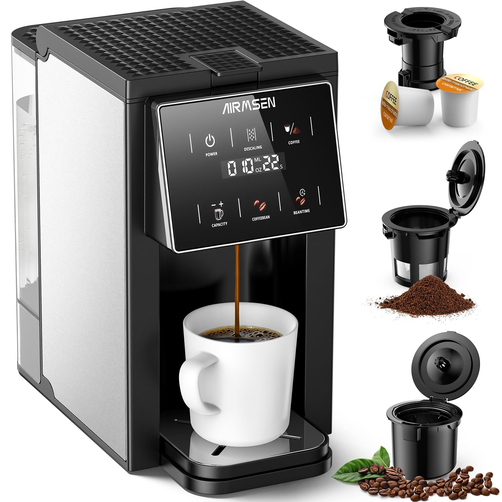 Amazon.com: AIRMSEN Grind & Brew Coffee Maker with Built-in