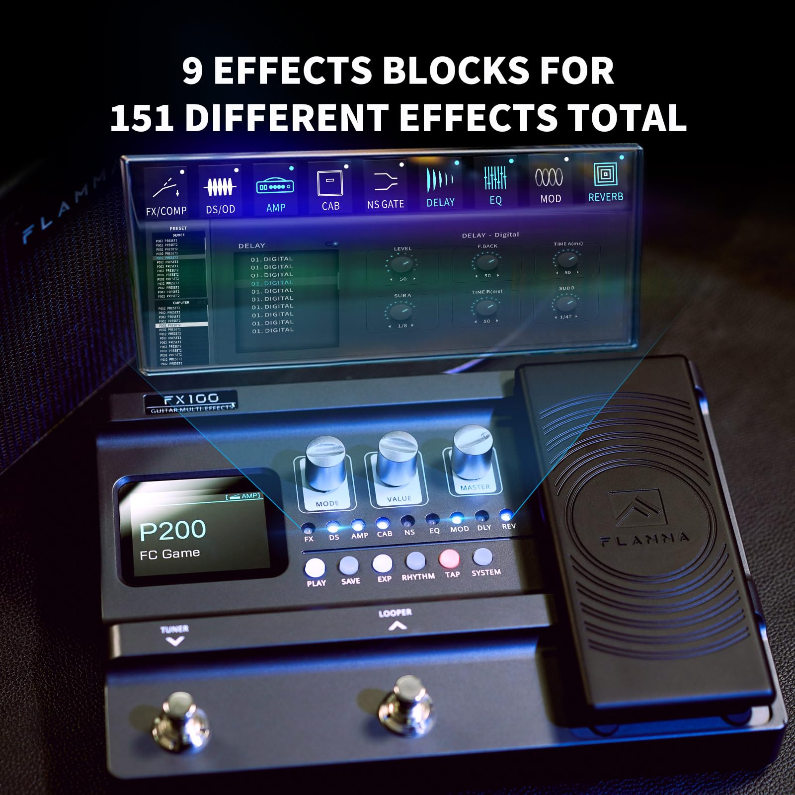 Amazon.co.jp: FLAMMA FX100 Guitar Multi-Effect Pedal with 151