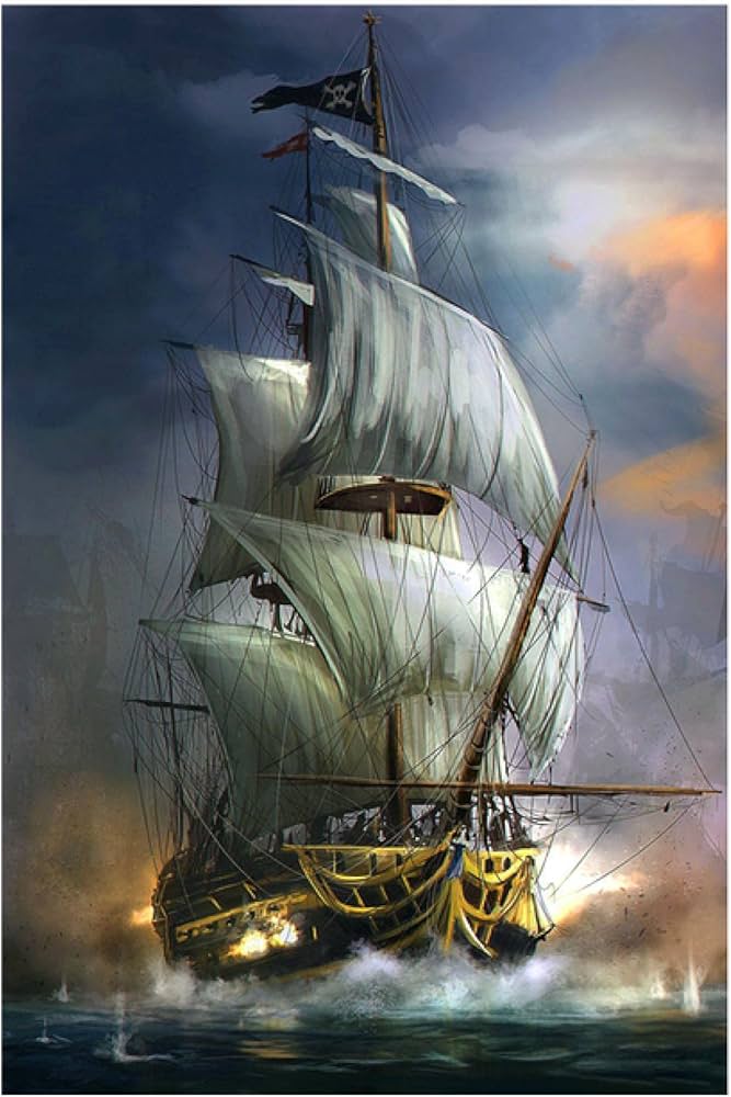 Amazon.co.jp: キャンバス絵画 海賊船 ウォールアート ヴィンテージ