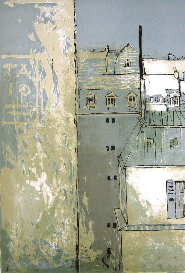 Amazon.co.jp: ジャンジャンセン Jean Jansem 街角 風景画 リトグラフ