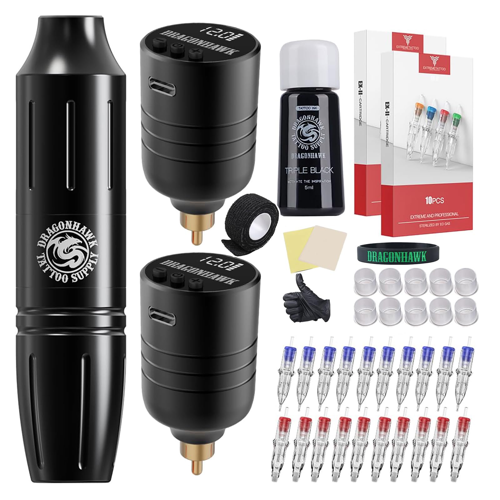 Amazon.com: Dragonhawk Wireless Tattoo Gun Kit - Rotary Cartridge