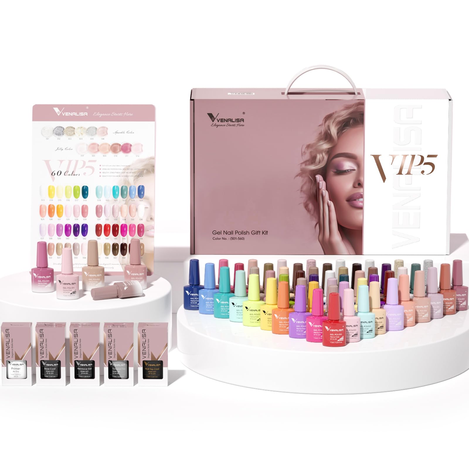 Amazon.com: VENALISA VIP5 Gel Nail Polish Set of 65 Pcs With Color
