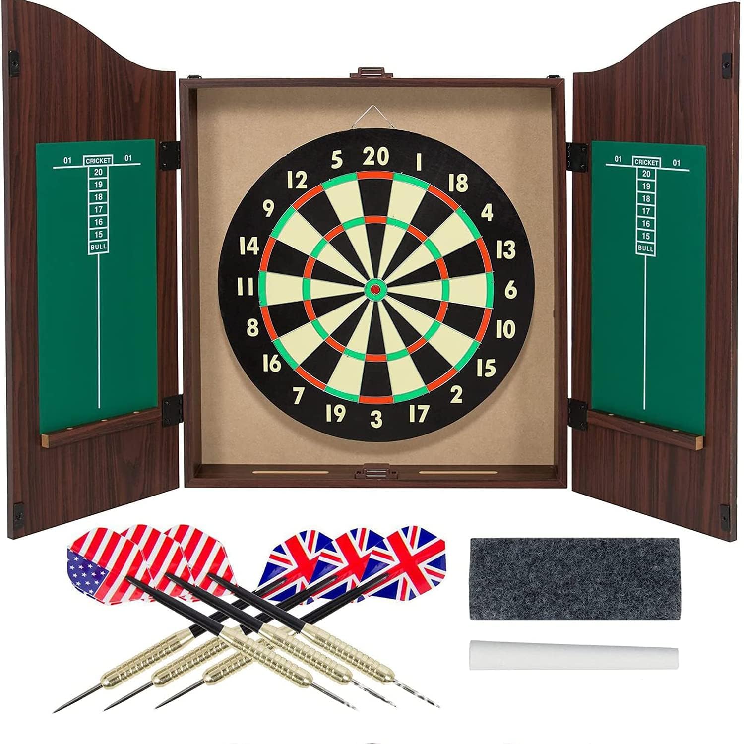 Amazon.co.jp: 18インチダーツボードキャビネットセット、ダーツボード