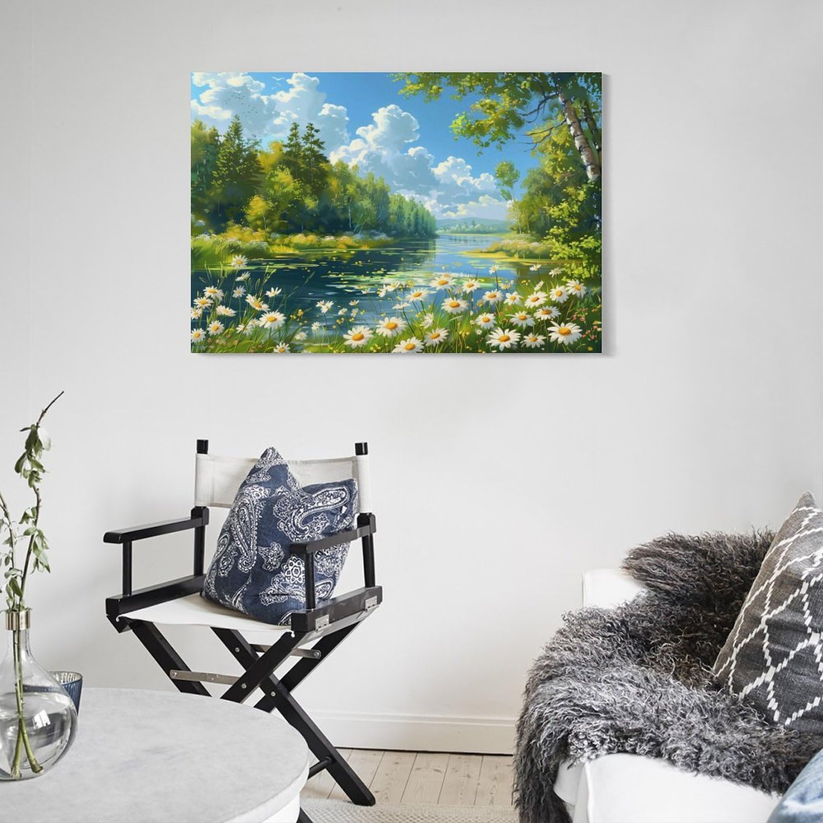 Amazon.co.jp: 絵画 春の森の川の花 アートパネル ポスター 美しい自然