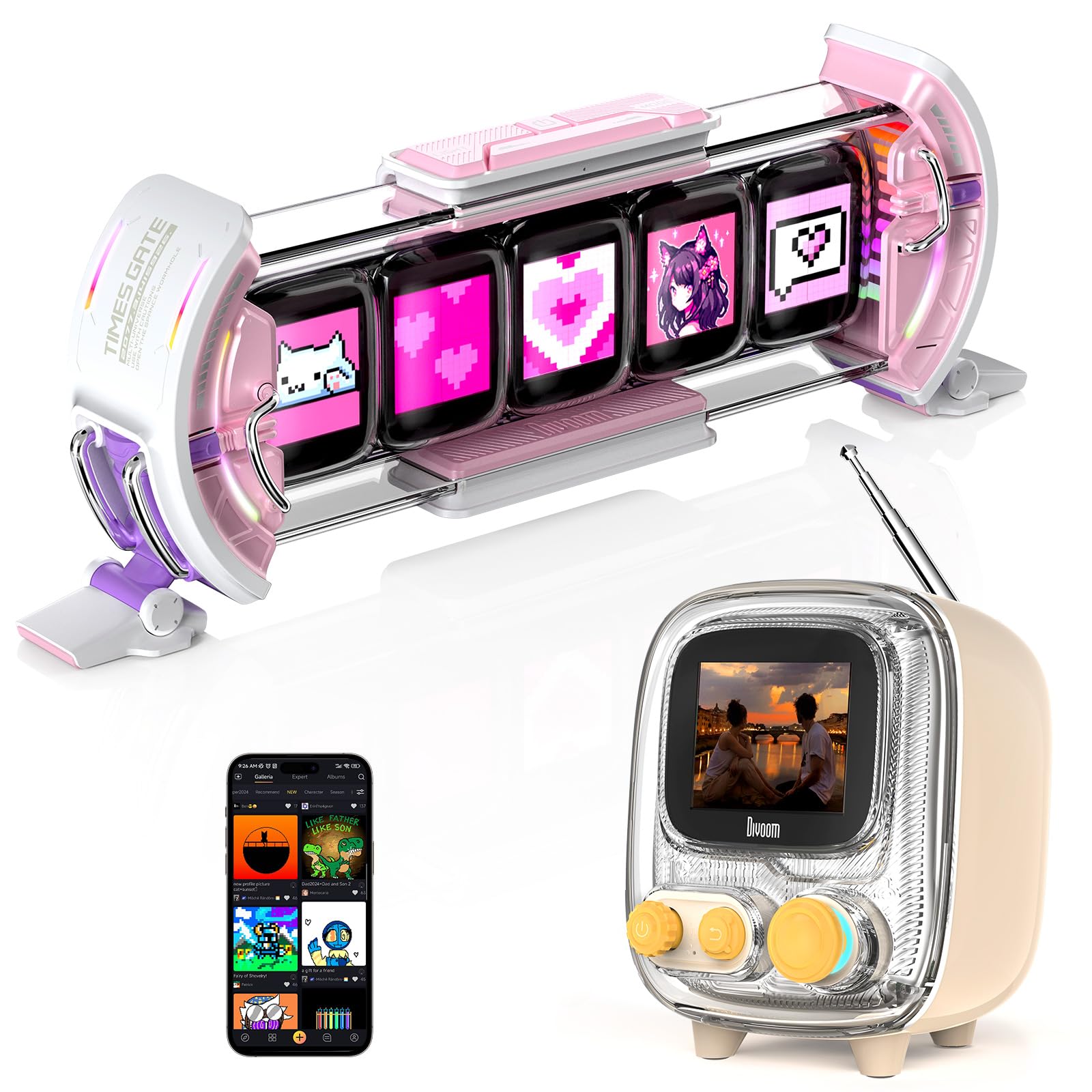 Amazon.com: Divoom Times Gate Pink and Tiivoo-2 Cream,Cyberpunk