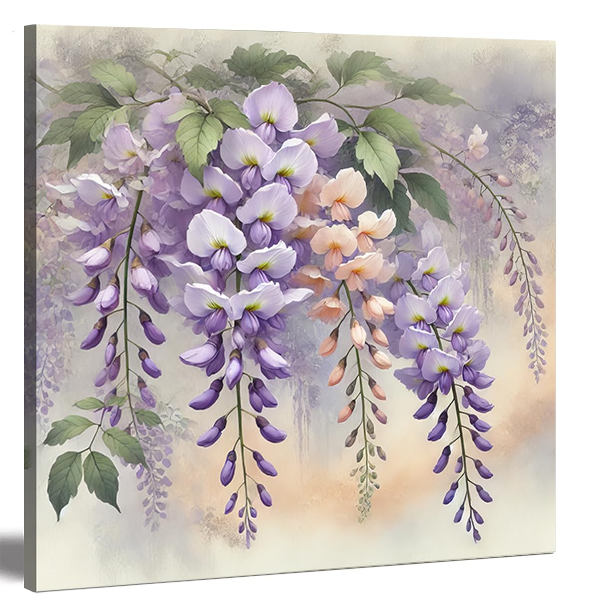 Amazon.co.jp: キャンバスアート 藤の花 絵画 30×30cm - 優雅な藤の花