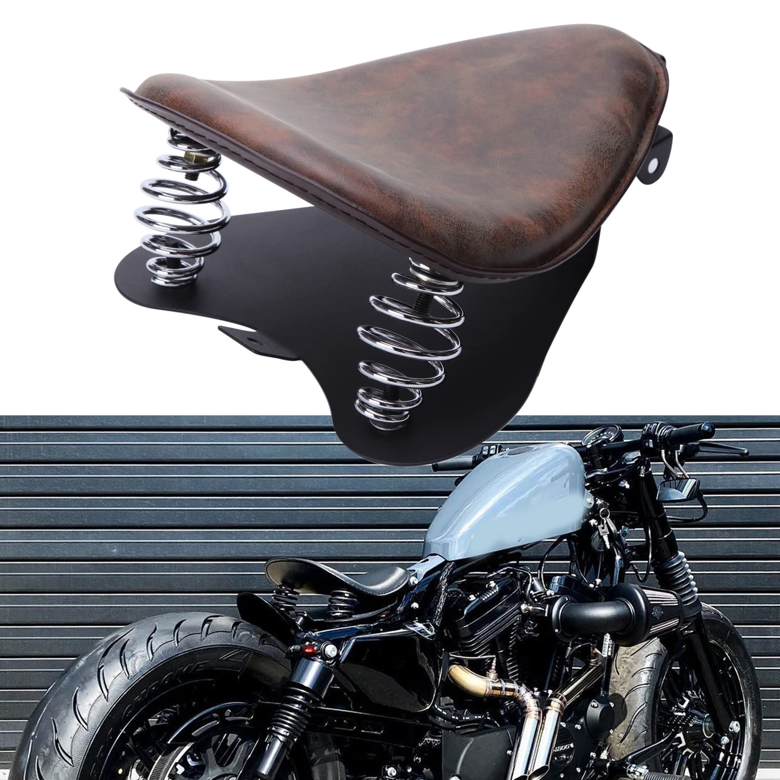 Amazon | バイクシート ソロシート 衝撃吸収 合革 スプリング