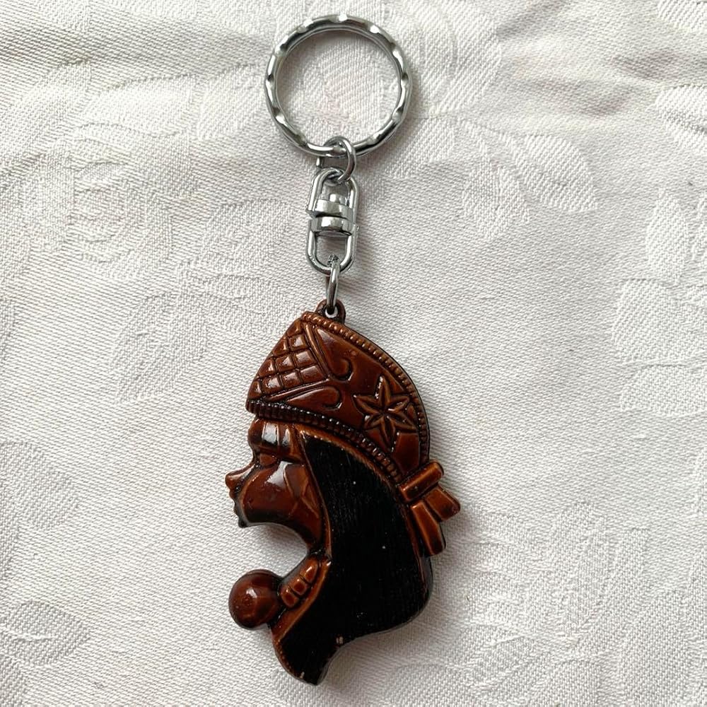 Amazon.co.jp: アイヌ 木彫り キーホルダー 女性 横顔 土産 北海道