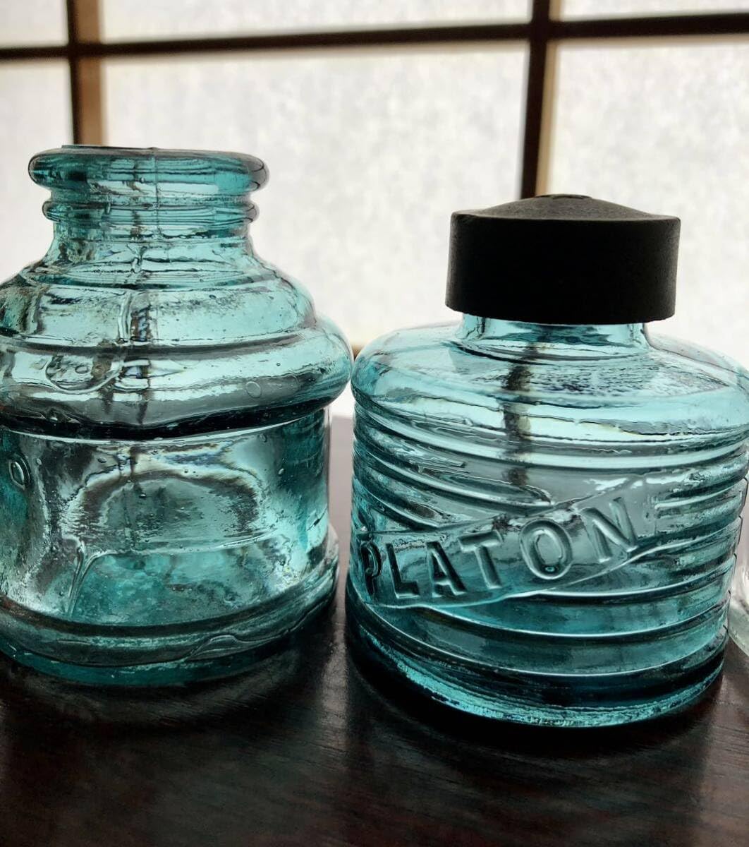 Amazon.co.jp: レトロインク瓶びんガラス瓶気泡ゆらゆらガラスボトル