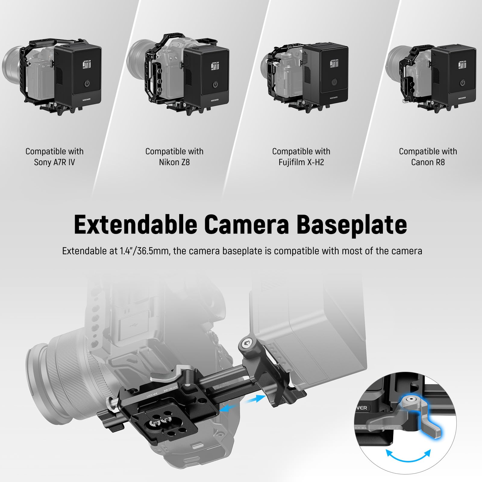 Amazon | NEEWER Vマウントバッテリープレート 折りたたみ式 軽量 Arca