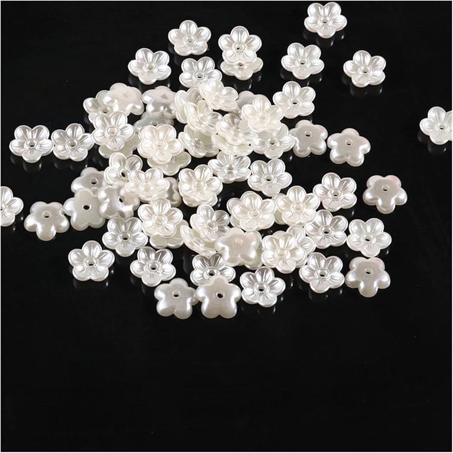Amazon.co.jp: QZX1 ABS模造真珠ビーズフラワーハーフラウンドビーズ
