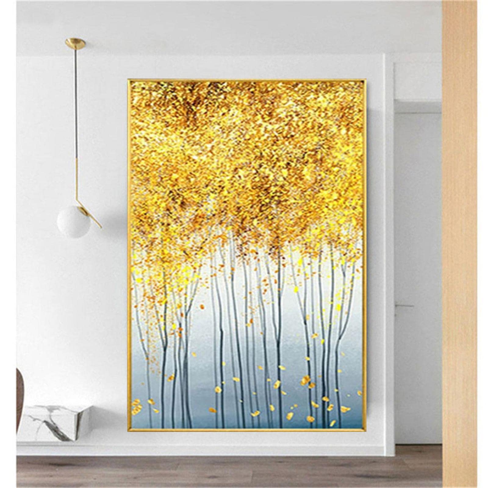 Amazon.co.jp: 現代絵画 抽象金箔アート 植物 木 キャンバス絵画 富