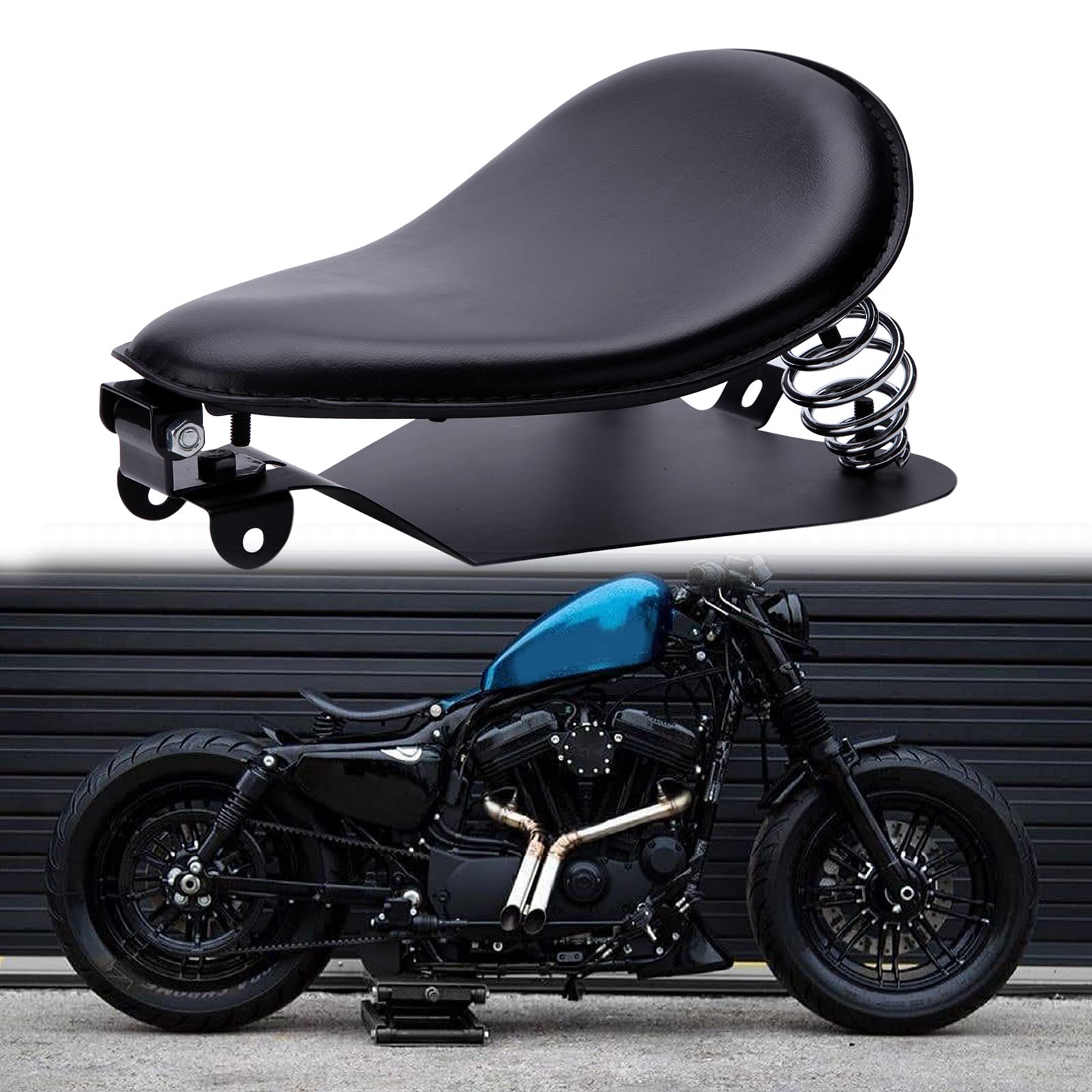 Amazon | バイクシート ソロシート 衝撃吸収 合成皮革 スプリング