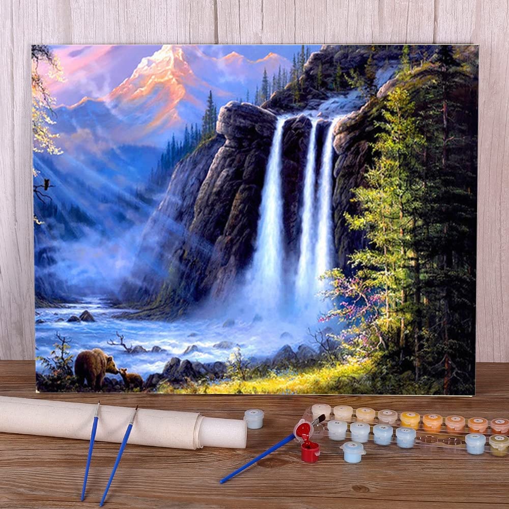 Amazon.co.jp: 数字で描く数字で描く滝の風景数字で描くアクリル絵の具