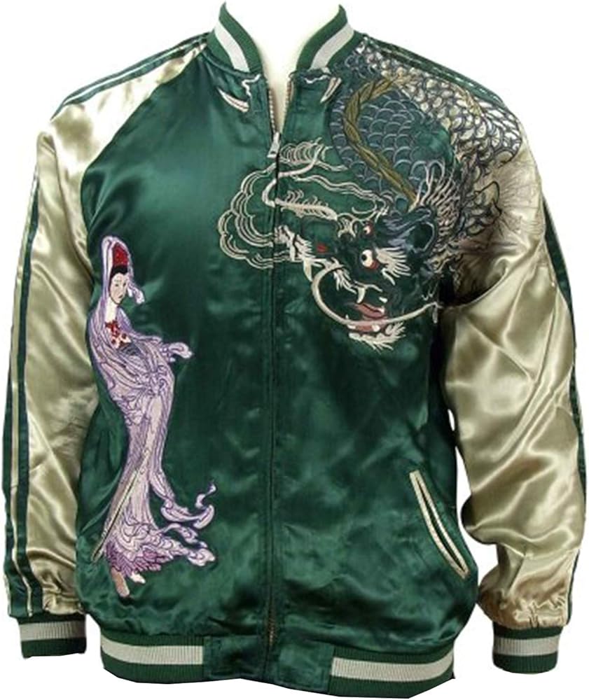 Amazon | (サトリ)satori 龍頭観音柄刺繍リバーシブルスカジャン