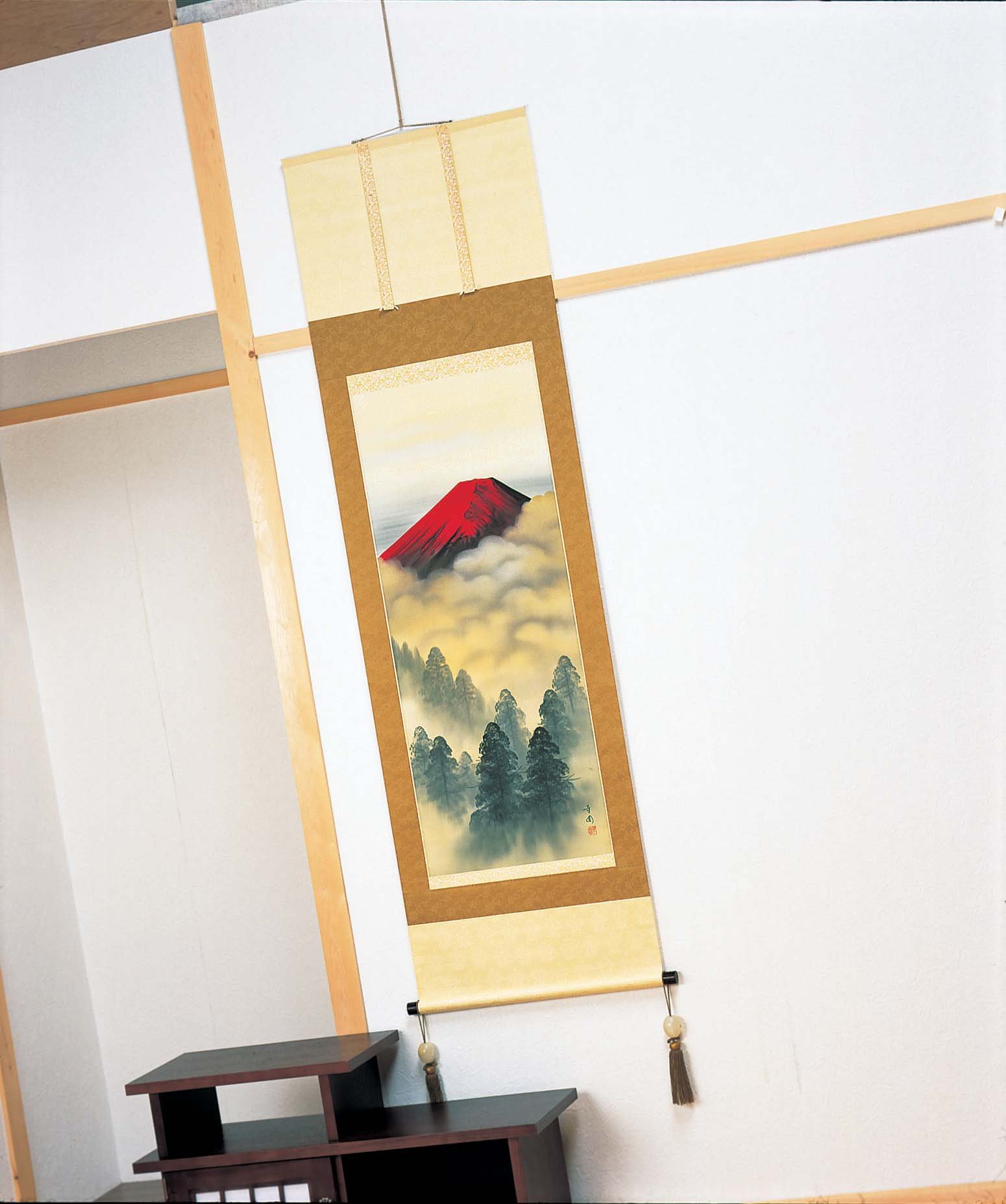 Amazon | 田中芳園 掛軸 「赤富士山水」 | 仏間・神道用掛軸・表装 通販