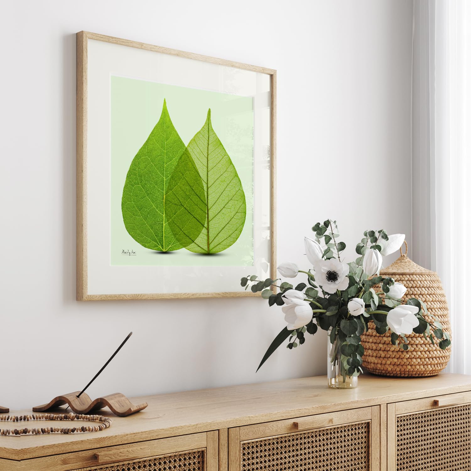 Amazon.co.jp: 絵画「葉のよりそい」インテリア 絵 花 アートパネル 額