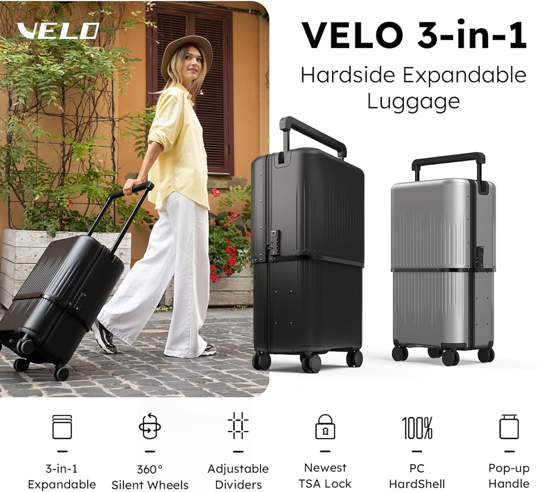 Amazon | VELO 3イン1 ハードサイド拡張可能機内持ち込み手荷物