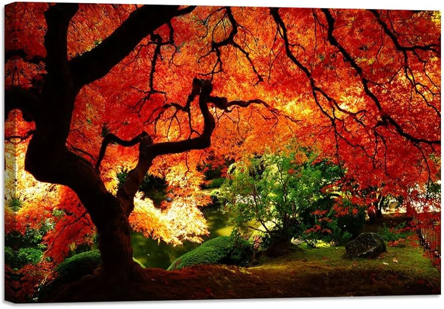 Amazon.co.jp: 風景画 ポスター 風景 秋 絵画 紅葉 自然 秋の木 秋の葉