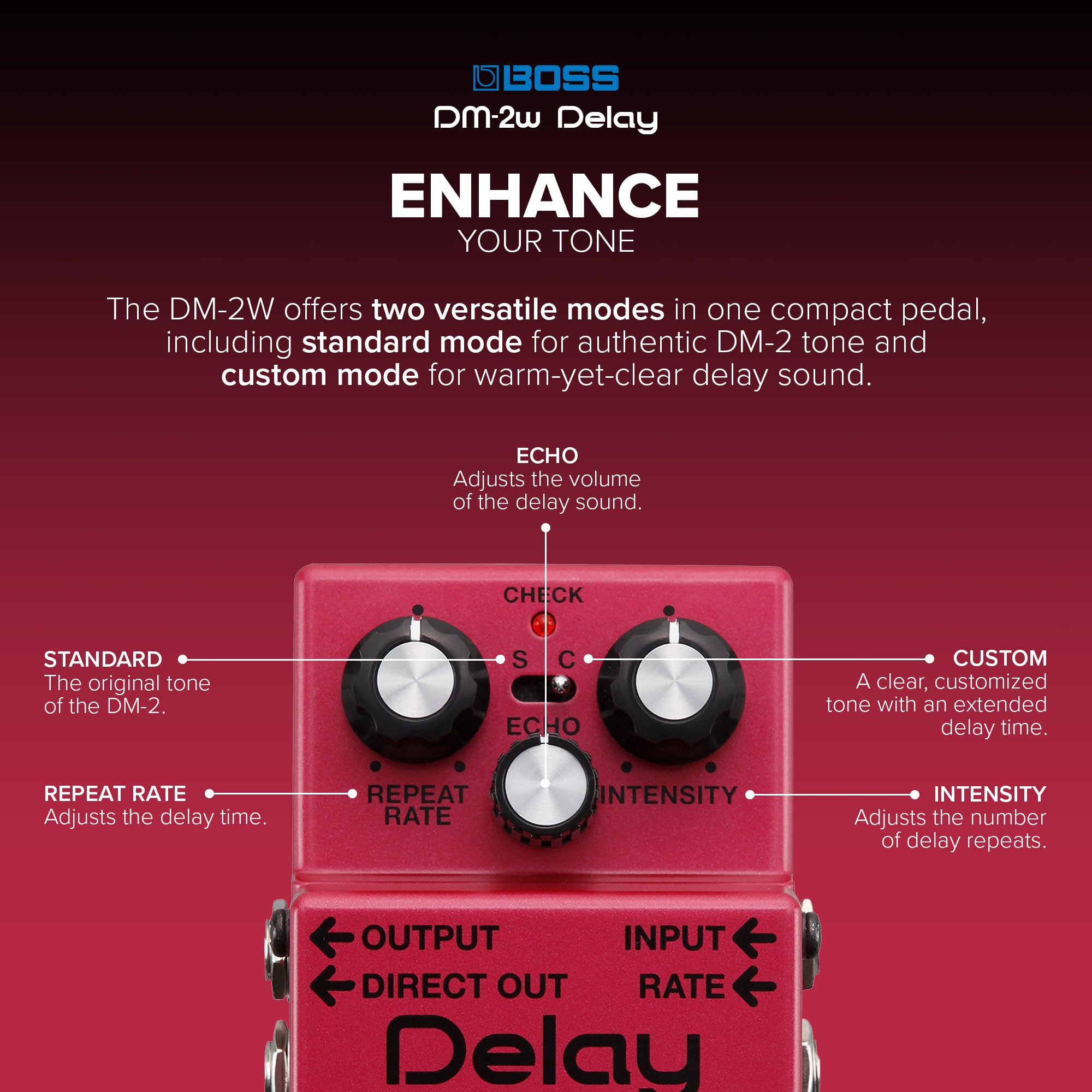 Amazon.com: Boss DM-2W Delay Waza Craft Guitar Effects Pedal