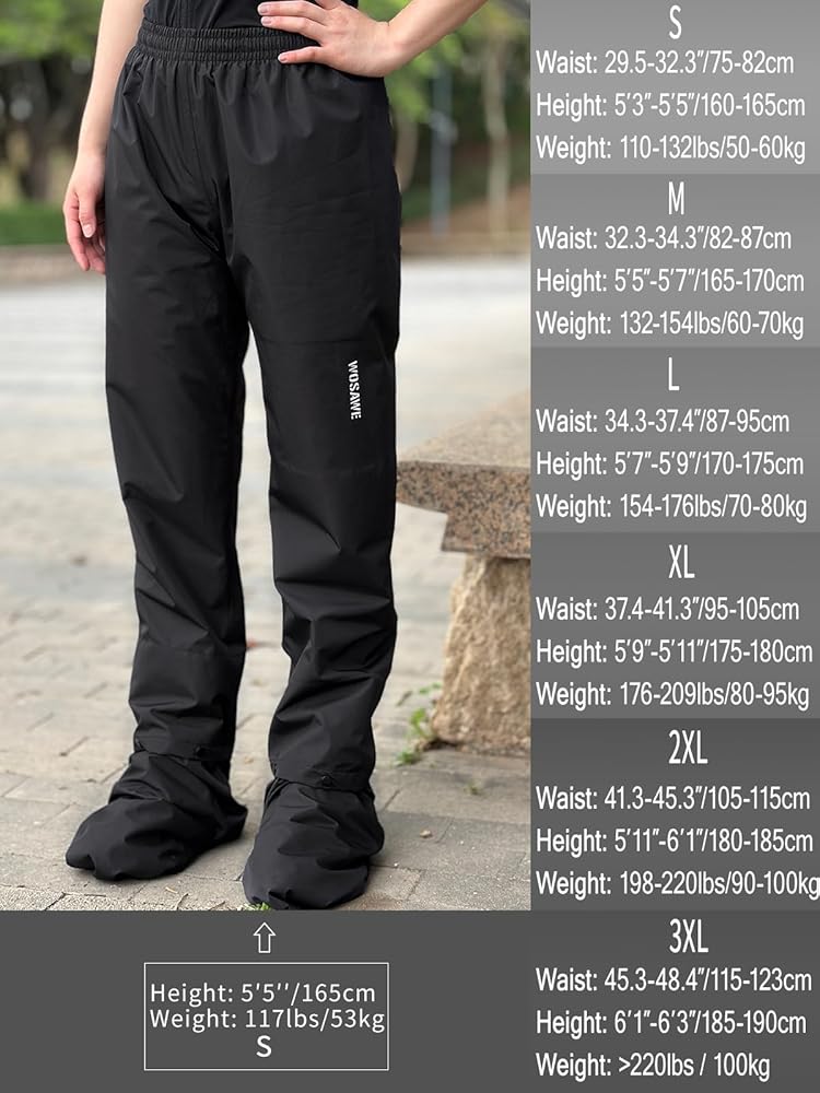 Amazon.com: WOSAWE Rain Pants Unisex Waterproof Trousers