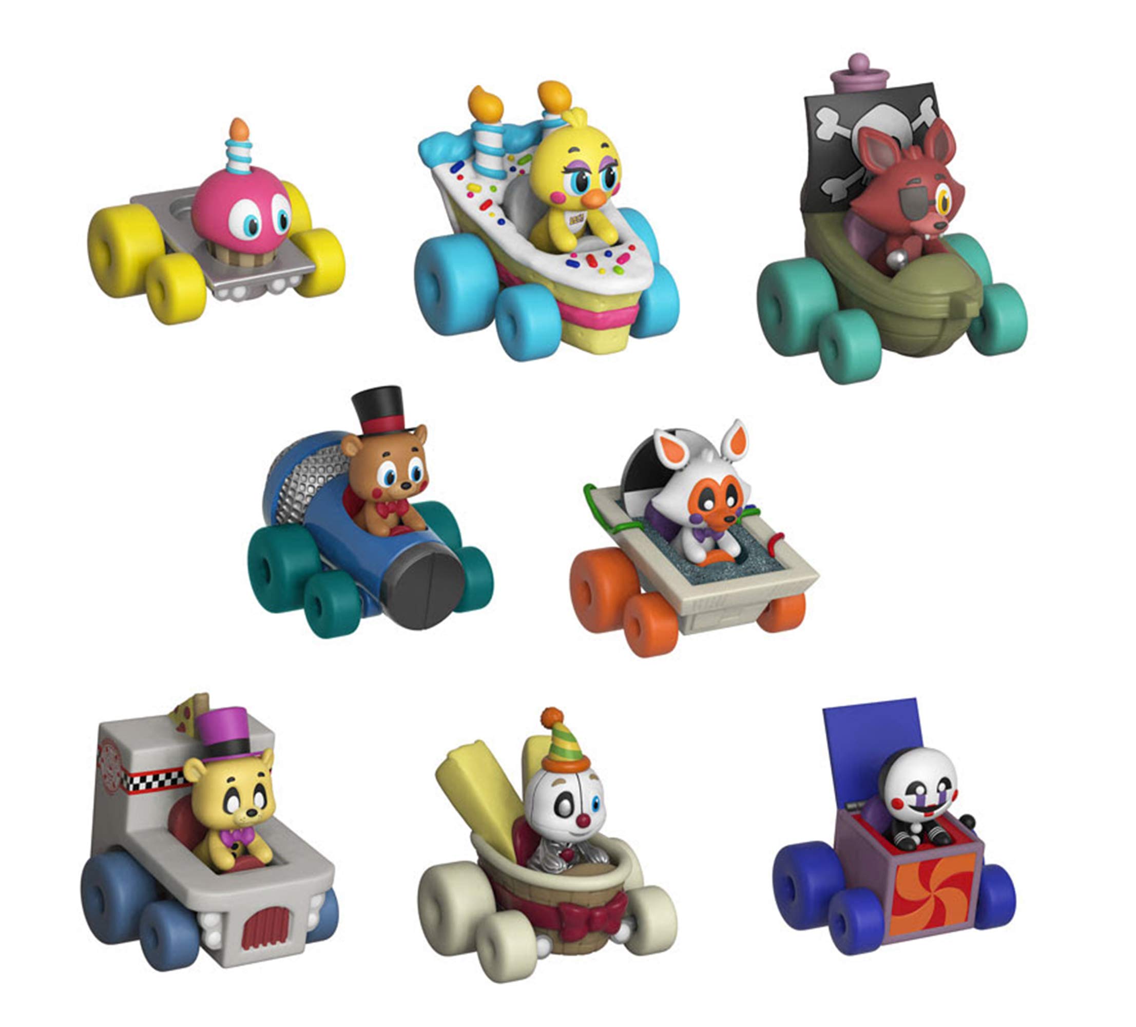 Funko FNAF Super Racers Set of 8: Foxy The Pirate, Chica, Cupcake