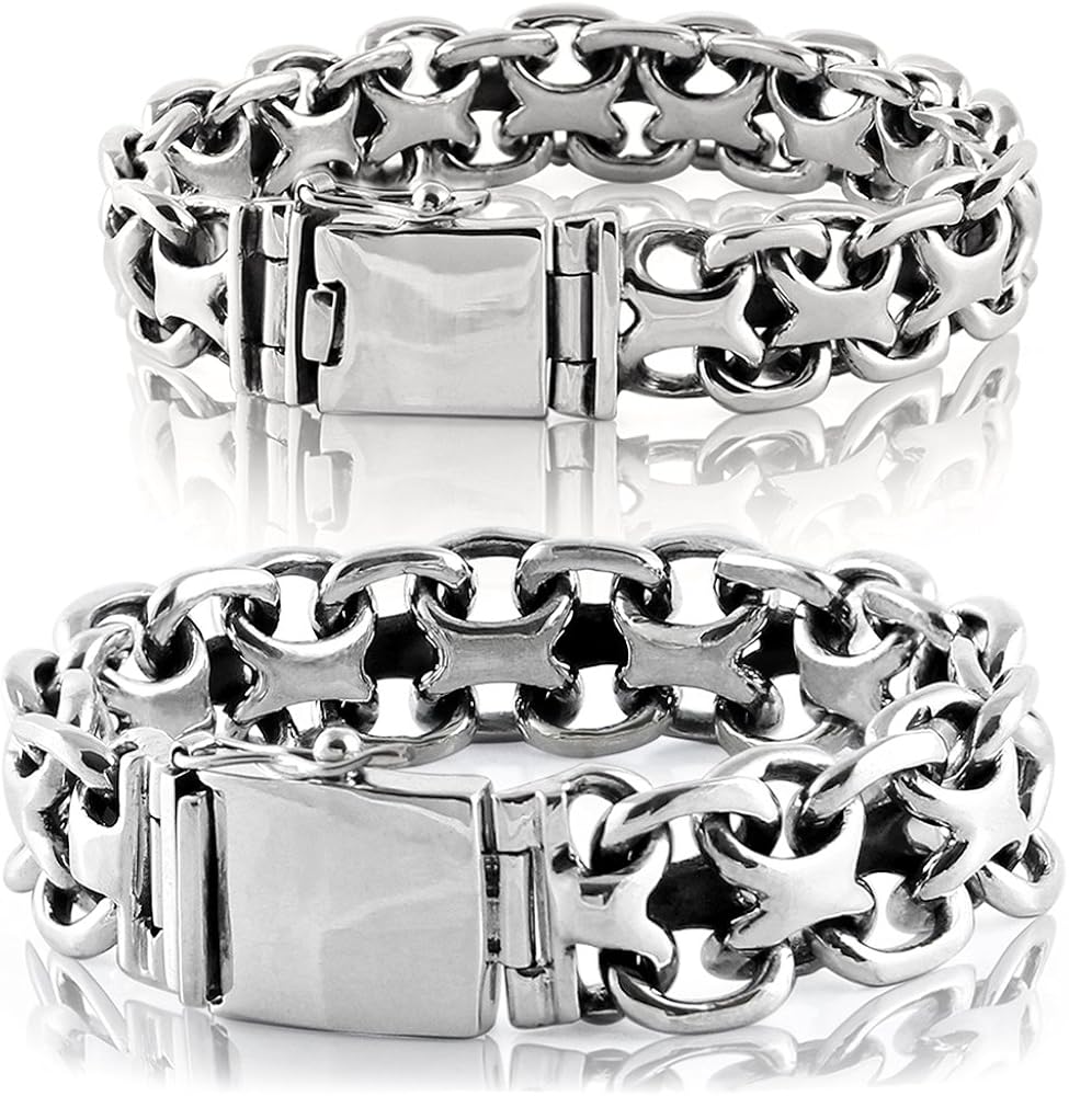 Amazon.com: VY JEWELRY 925 Sterling Silver X Biker Men Bracelet
