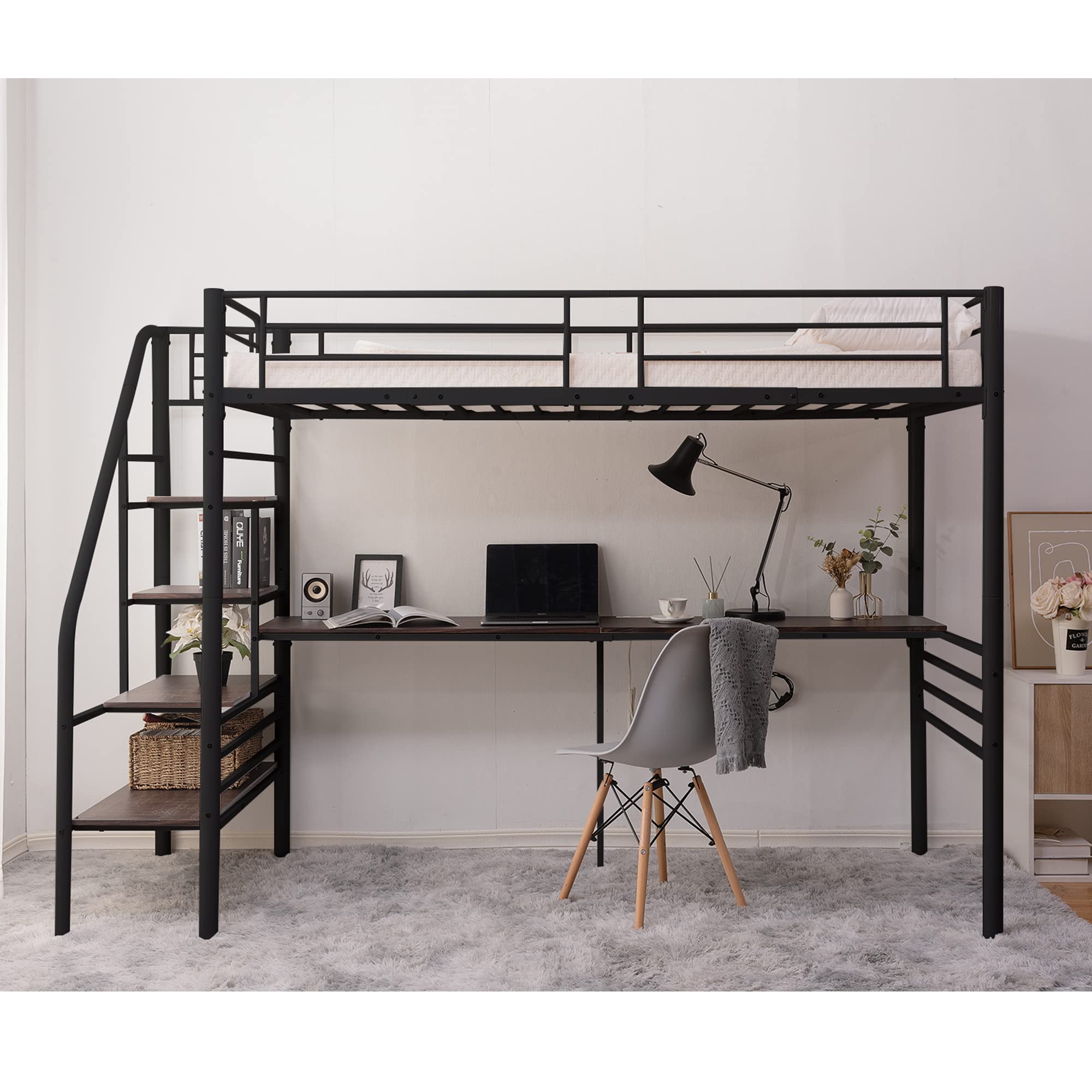 Amazon｜ロフトベッド シングル パイプベッド ベッドフレーム 二段