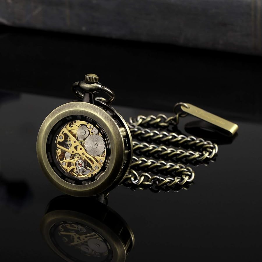 Amazon | TREEWETO 懐中時計 手巻き アンティーク 機械式 スケルトン