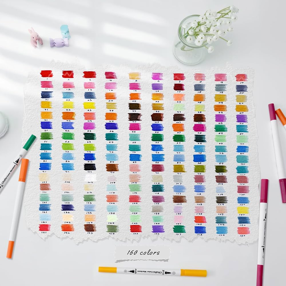 Amazon.co.jp: Ohuhu アートマーカーペン 筆先 水彩ペン 水性 ふで