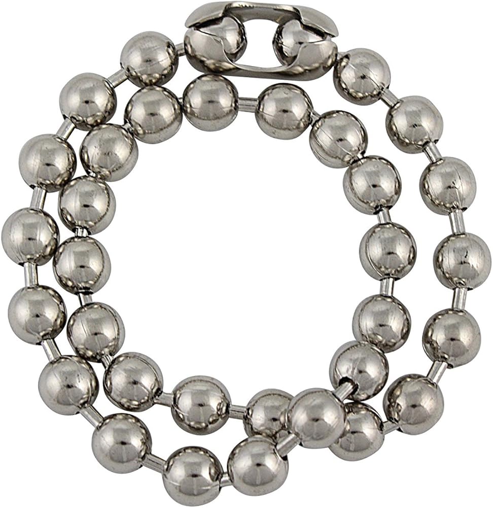 DragonWeave 9.5mm Extra Large Silver Steel Ball Chain Mens